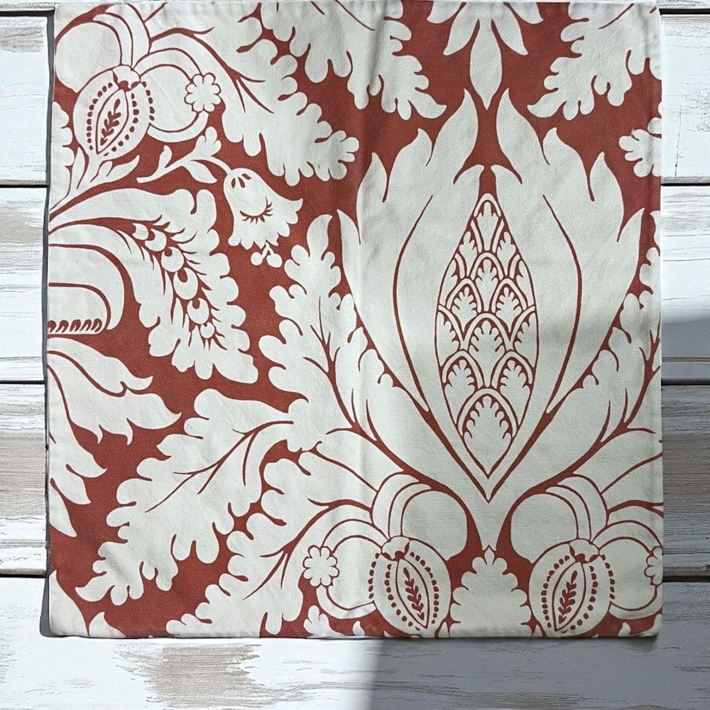 Pottery Barn Euro Sham Pillow‎ Cover Floral Botanical Rust Ivory